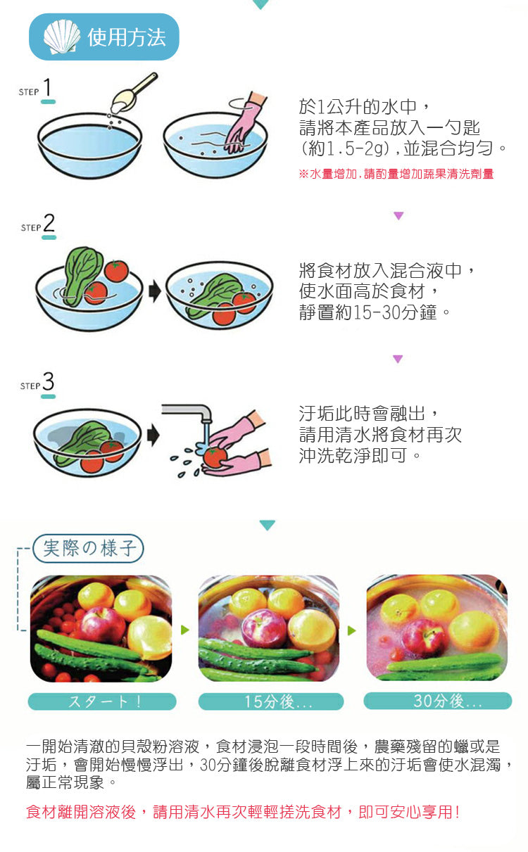 "MENAGE" JYO 貝殼粉蔬果洗淨劑潔淨粉 兩瓶套餐價